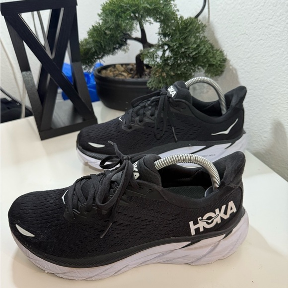 Hoka One One Black and White Athletic Shoes - Picture 4 of 9
